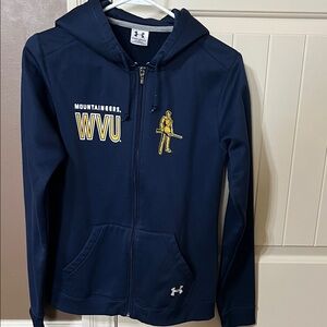 Under Armour Navy WVU Hoodie with Gold Accents